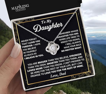 Daughter Love Knot Necklace From Dad With Heartfelt Message