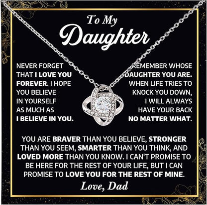 Daughter Love Knot Necklace From Dad With Heartfelt Message